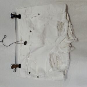 🏠 American Eagle Outfitter High Rise Shortie Distressed White Shorts  Size 4